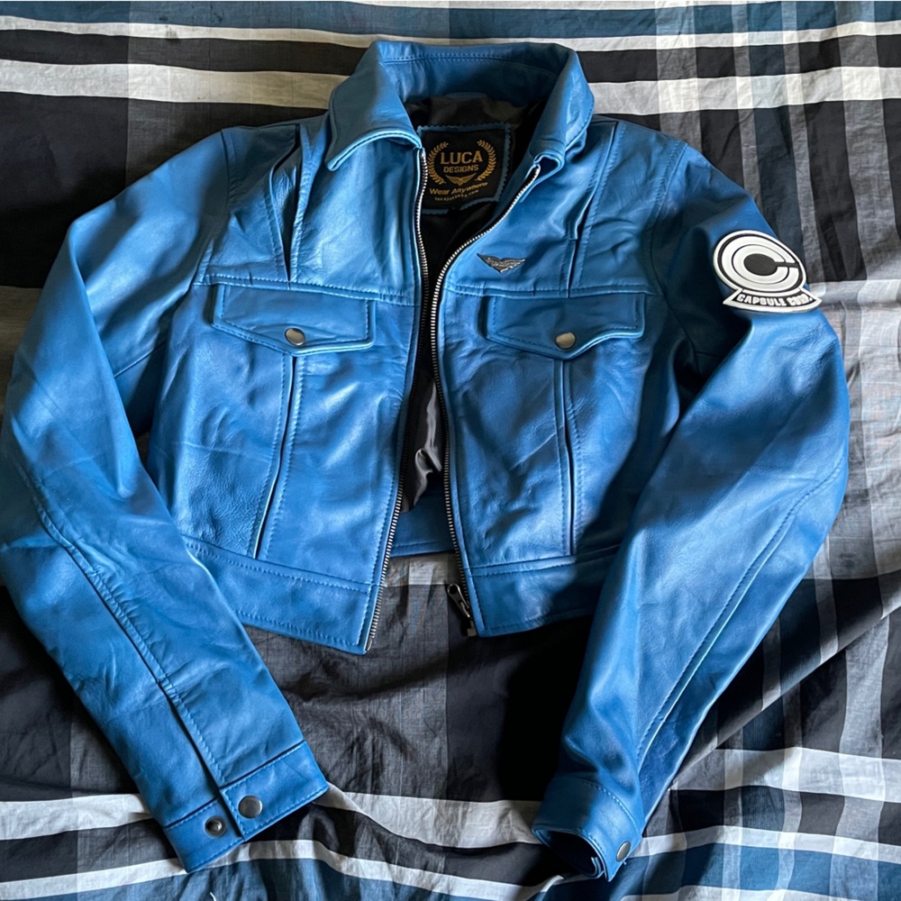Luca Design cropped leather jacket cosplay dragon ball z future trunks size L